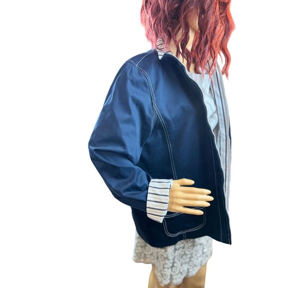 Alfred Dunner Casual Nautical Style Jacket in Navy/White Size 14 - Picture 4 of 6